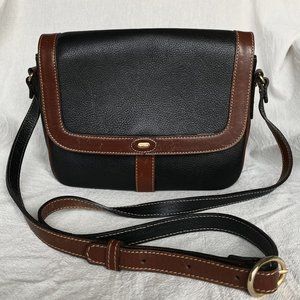 Vintage Bally Black And Brown Leather Flap Bag